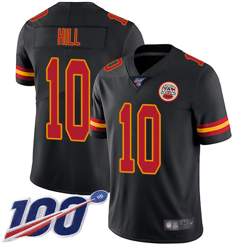 Men Kansas City Chiefs #10 Hill Tyreek Limited Black Rush Vapor Untouchable 100th Season Football Nike NFL Jersey